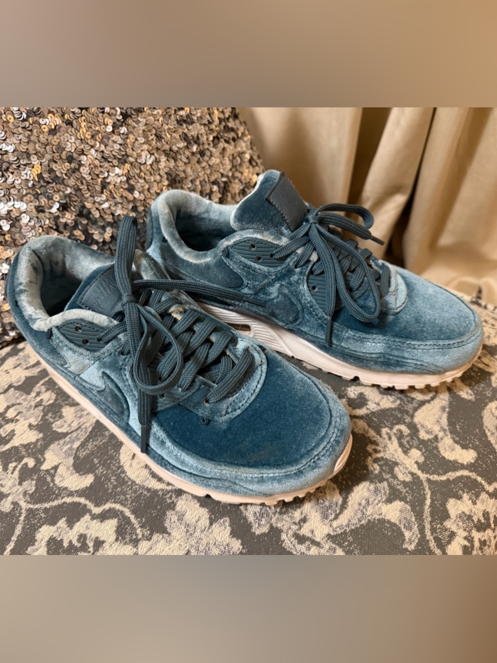 Nike Velvet Teal Blue Sneakers with Cream Soles